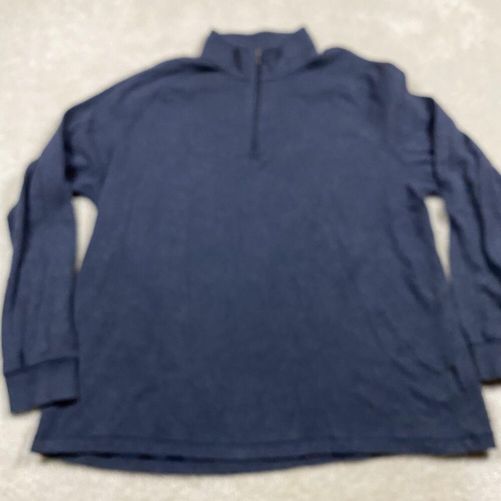 L.L.Bean Sweatshirt Mens Big 2XLT‎ Blue 1/4 Zip Mock Neck Pullover Long Sleeve
